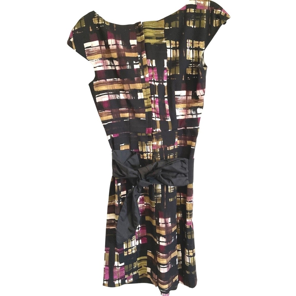 Corey P Abstract Print Cap Sleeve Sheath Dress with Sash Belt Multicolor Size 4
